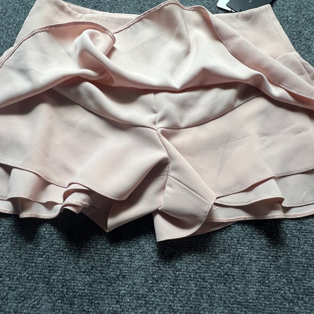 Zara Woman Pink Tiered Ruffle Skort High Waist Mini Skirt Shorts L - Picture 3 of 11